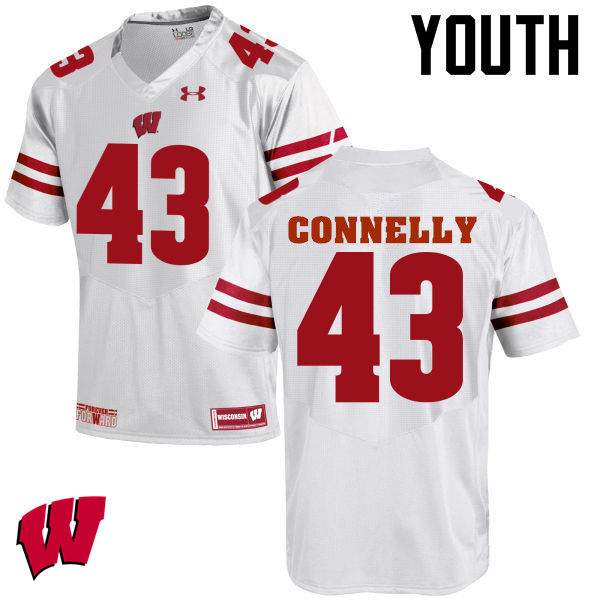Youth Wisconsin Badgers #43 Ryan Connelly College Football Jerseys-White - Click Image to Close